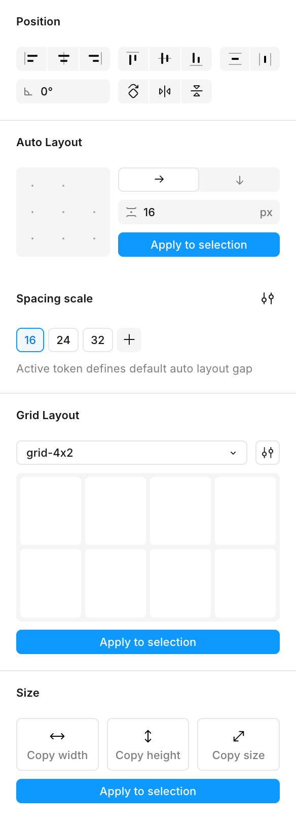 The Auto Layout panel inside Google Slides, including the grid layout tool