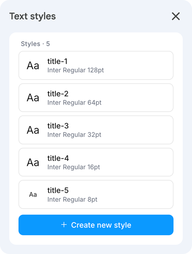 Text styles panel in Google Docs