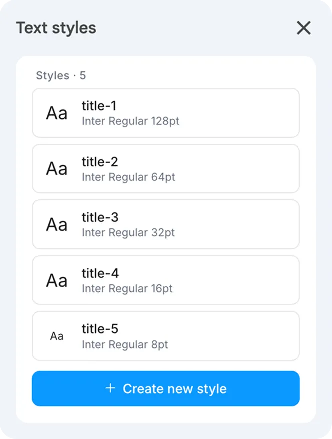 Text styles panel in Google Docs